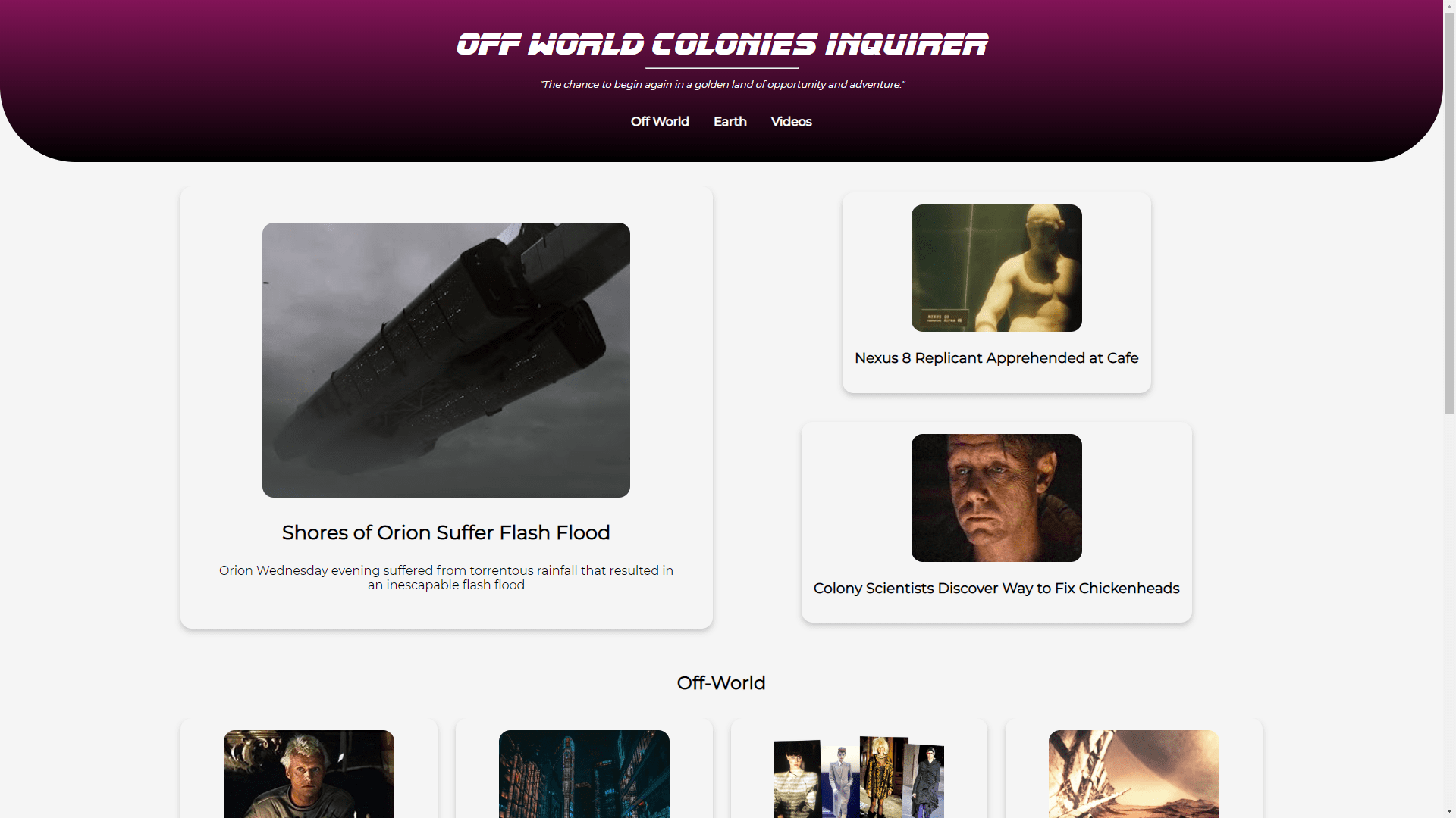 Off World Colony Inquirer Website